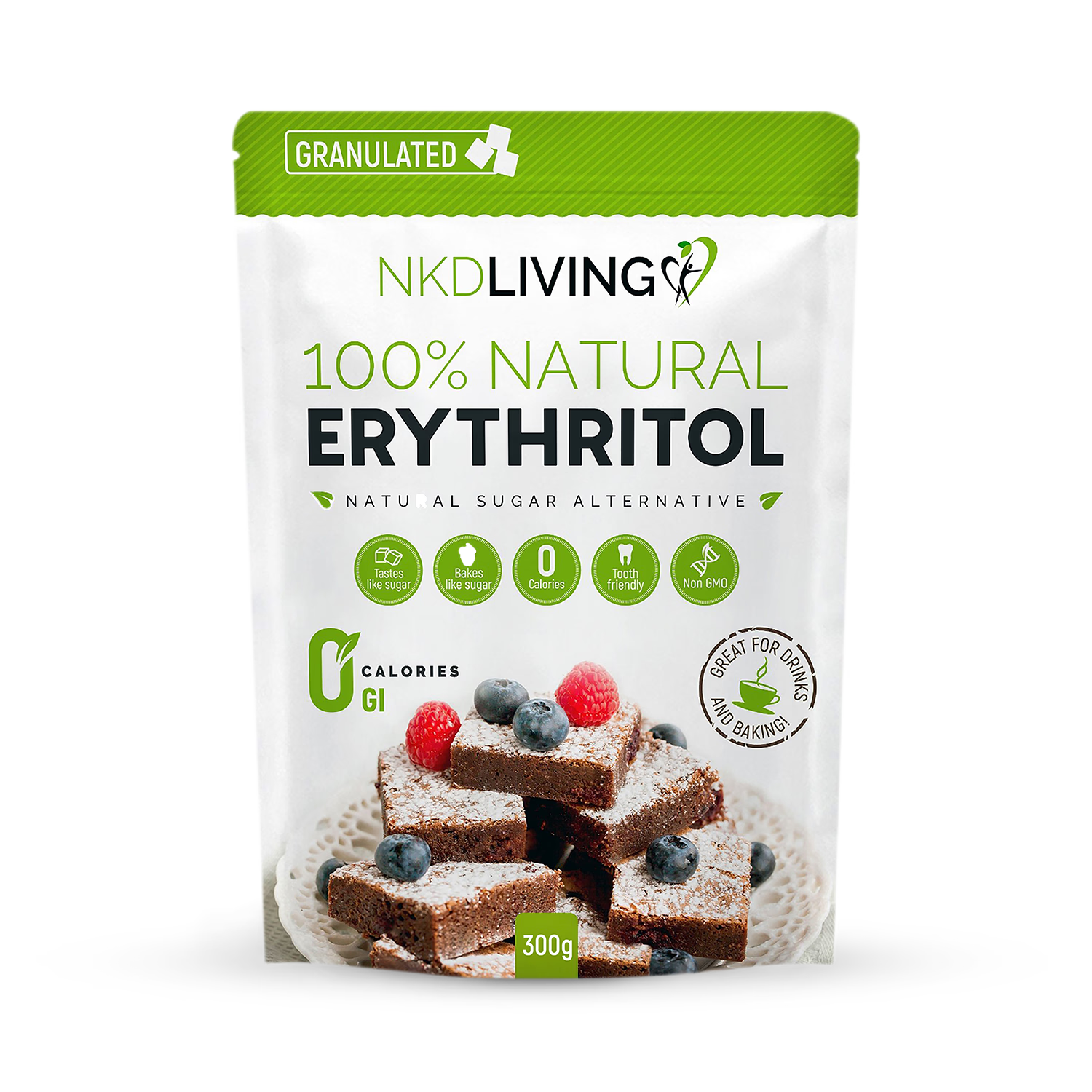 NKD Living Natural Erythritol 300g, imported from the UK