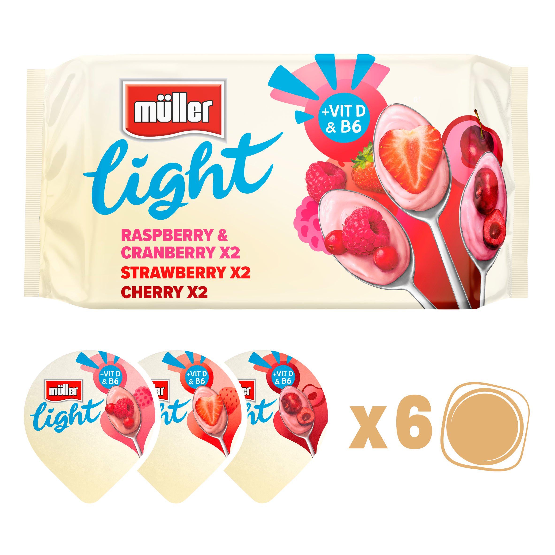 Müller Light Red Fruits Fat Free Yogurts 6x140g GOODS Sainsburys   