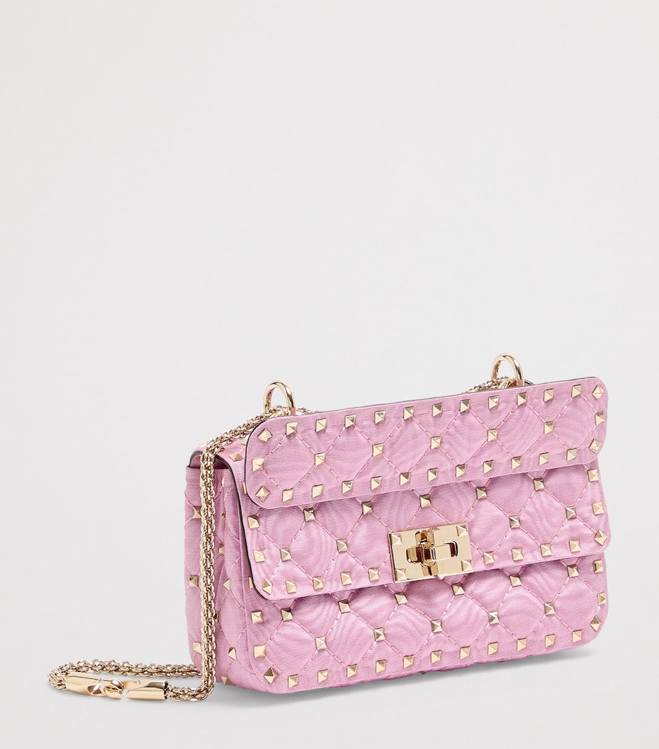Valentino Garavani Rockstud Spike small shoulder bag moiré fabric, UK version