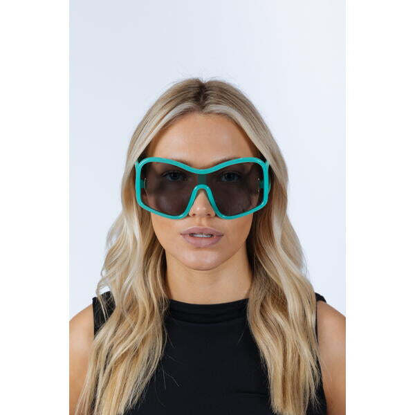 SVNX square oversized mask sunglasses aqua grey, UK version