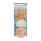 Bathtopia exfoliating bath poufs set of 3 sponges, imported from the UK