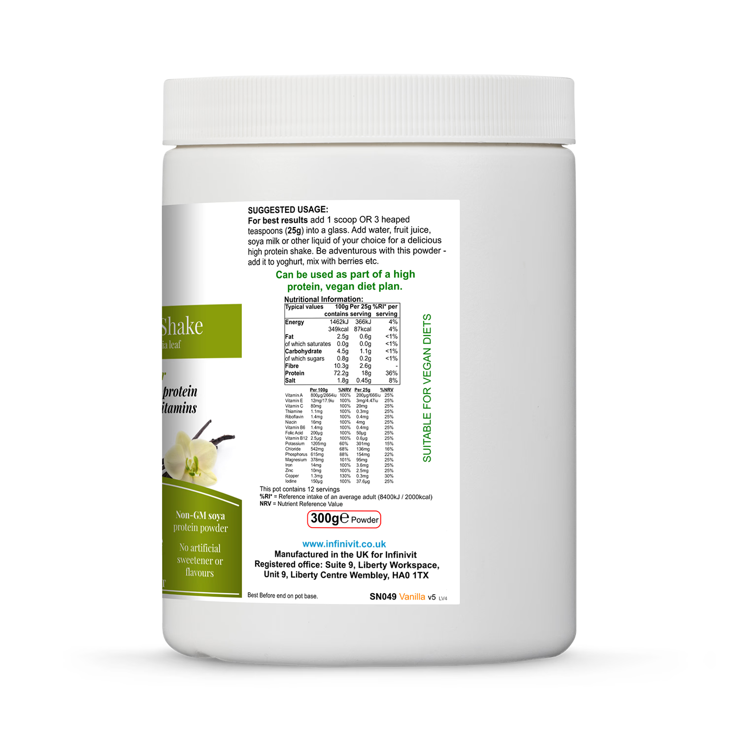 InfiniVit Healthy Meal Shake Vanilla 300g, UK version