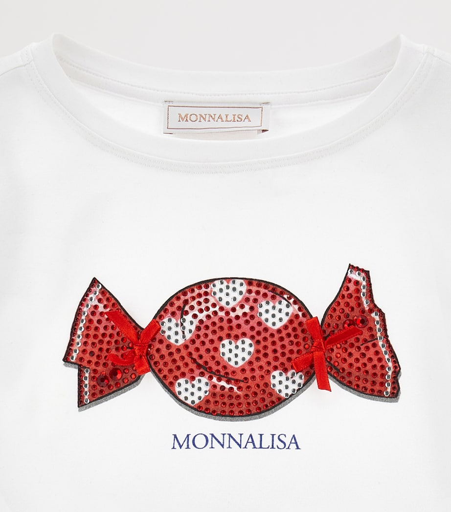 Monnalisa stretch-cotton embellished T-shirt for children aged 2-12 years, imported from the UK
