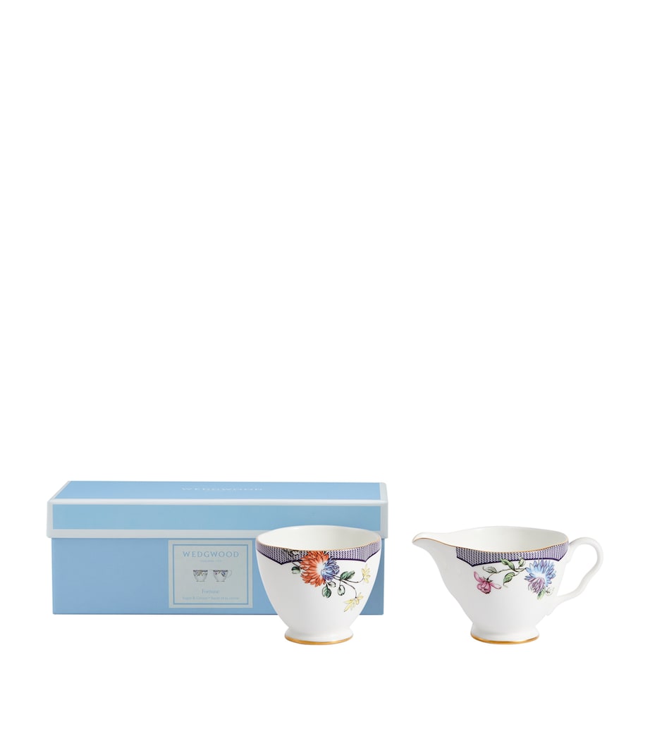Wedgwood Fortune sugar bowl and creamer set (British brand)