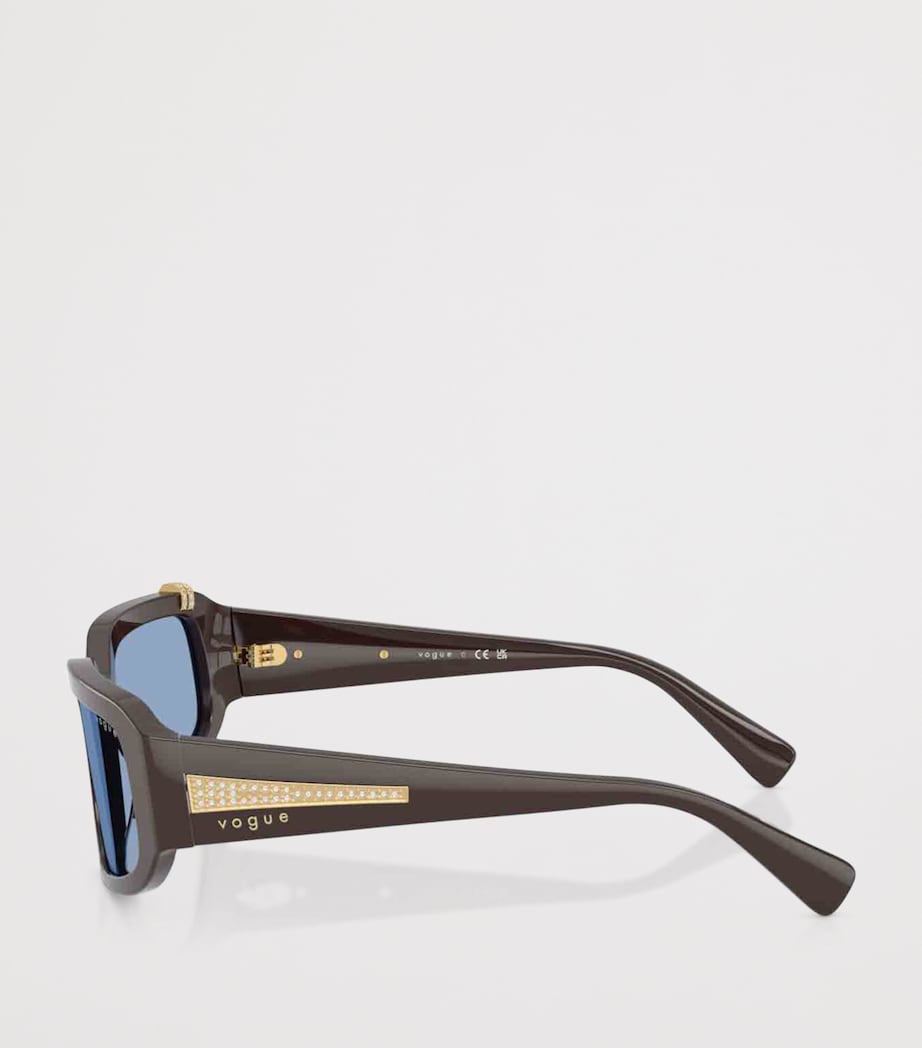 Vogue rhinestone irregular sunglasses with blue-tint lenses (British brand)