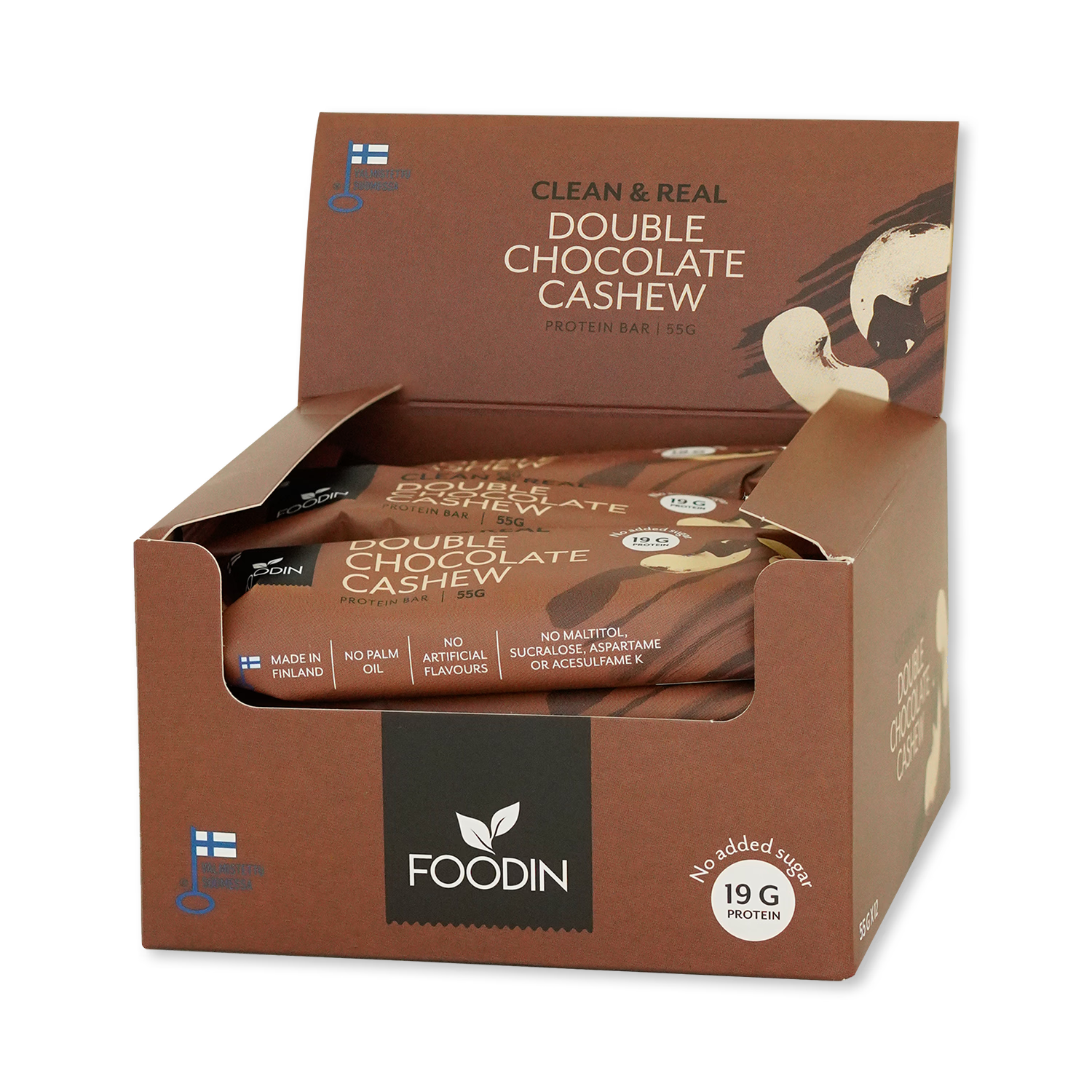 Clean & Real protein bar double chocolate cashew 12x55g - British product