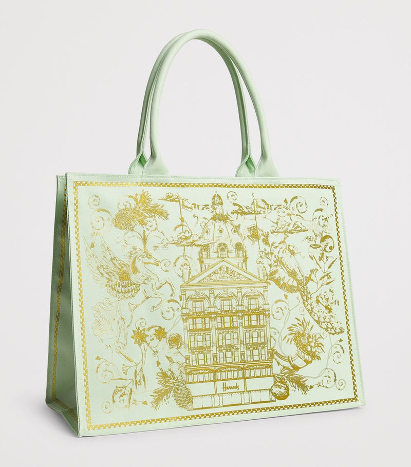 Harrods gold building shopper bag canvas, UK version
