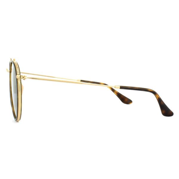Ray-Ban Round Double Bridge sunglasses 3647N gold and green, imported from the UK