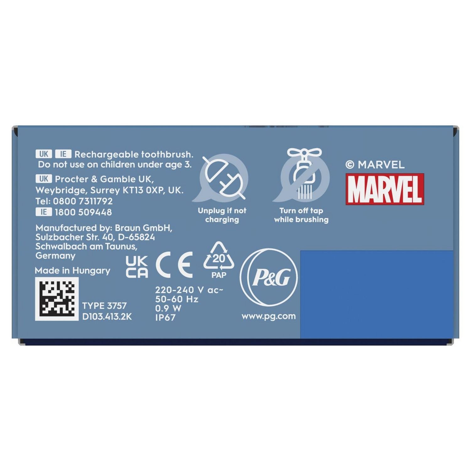 Oral-B Spider-Man kids electric toothbrush blue, UK version