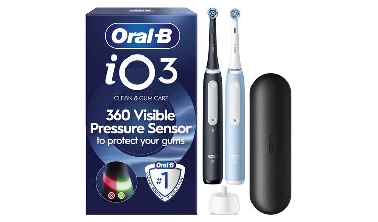 Oral-B iO3 dual pack electric toothbrush black and blue - British product