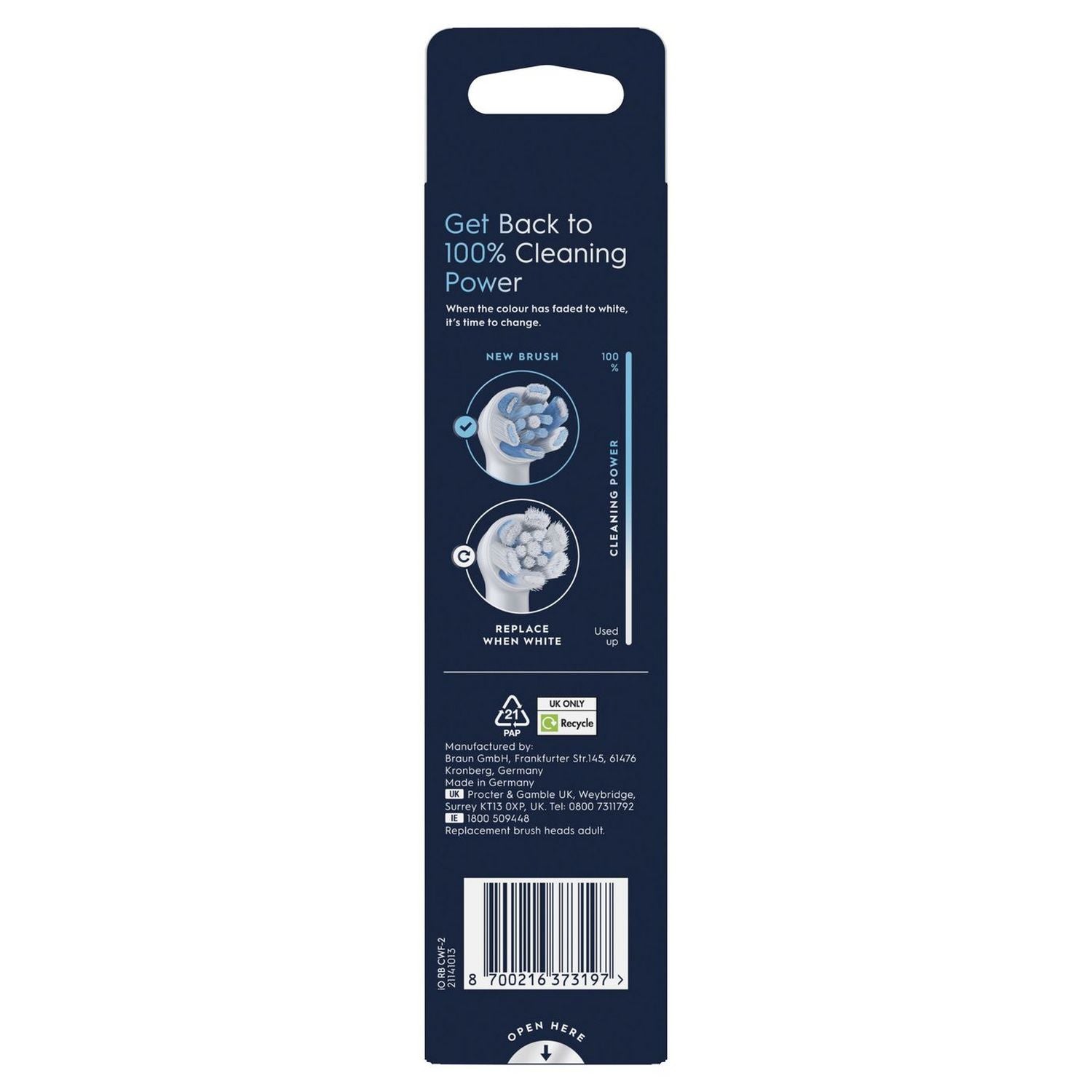Oral-B iO Ultimate Clean toothbrush heads 2 Pack, imported from the UK