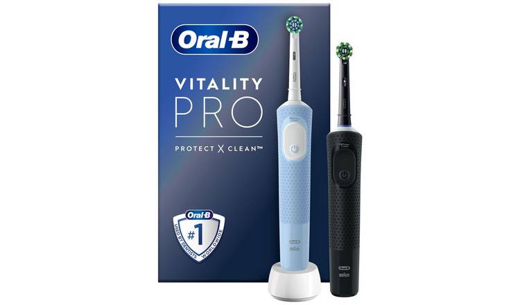 Oral-B Vitality Pro Electric Toothbrush Duo Pack Black/ Blue