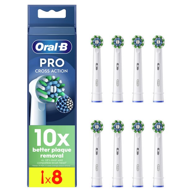 Oral-B Pro Cross Action toothbrush heads 8 Pack, imported from the UK