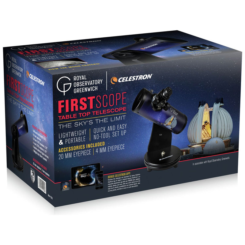 Celestron FirstScope tabletop telescope from Royal Observatory Greenwich (British brand)