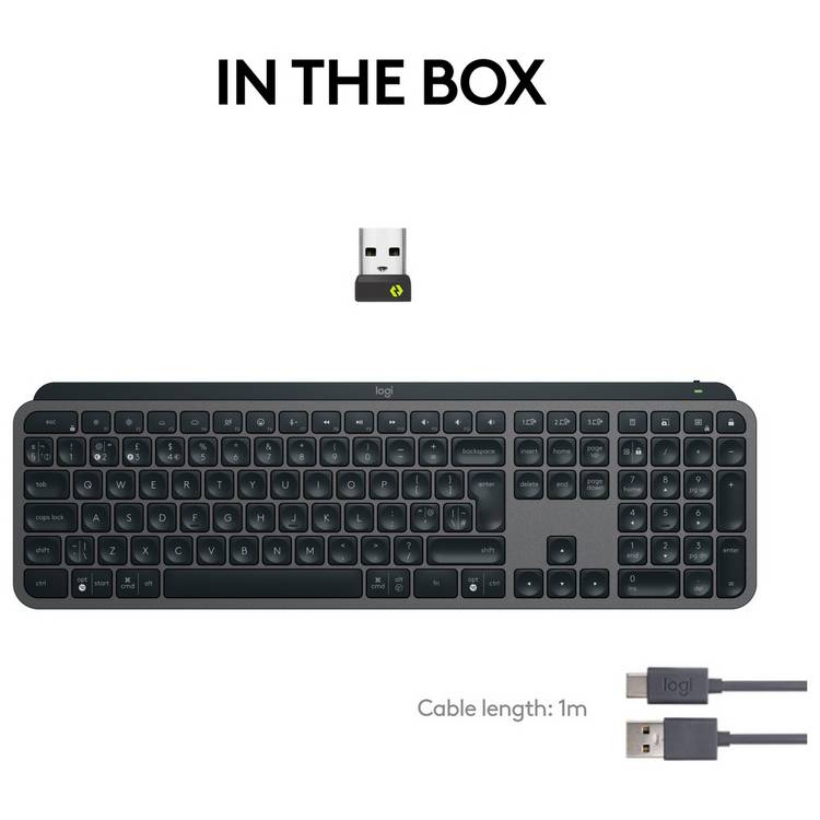 Logitech MX Keys S wireless keyboard black, imported from the UK