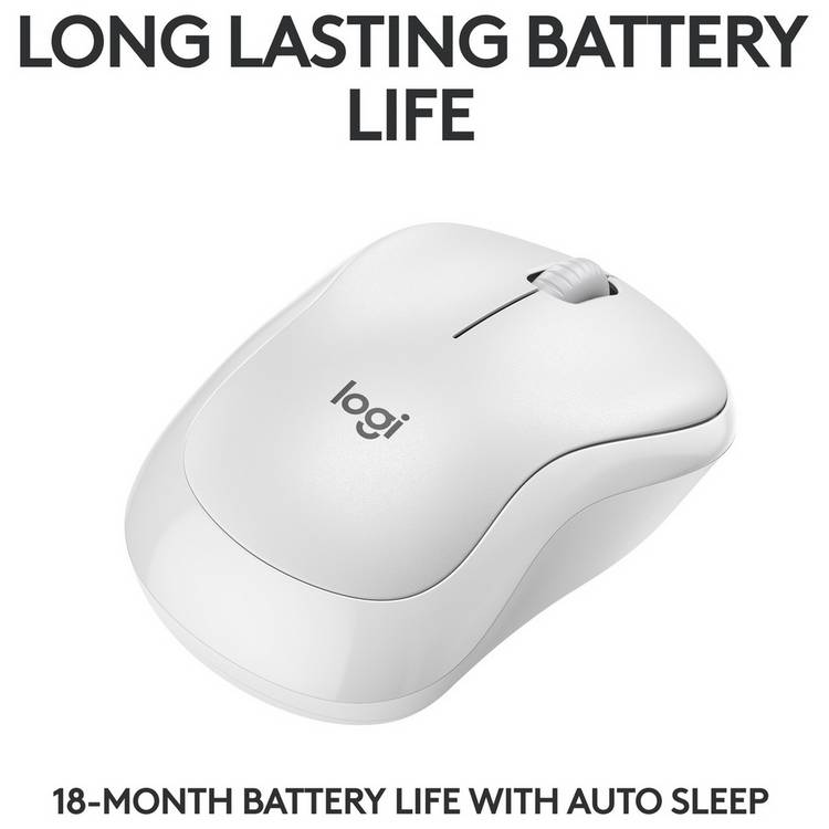 Logitech M240 Silent wireless mouse in white, UK version
