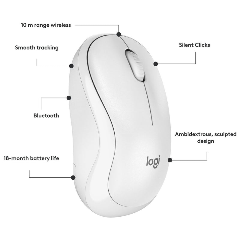 Logitech M240 Silent wireless mouse in white, UK version