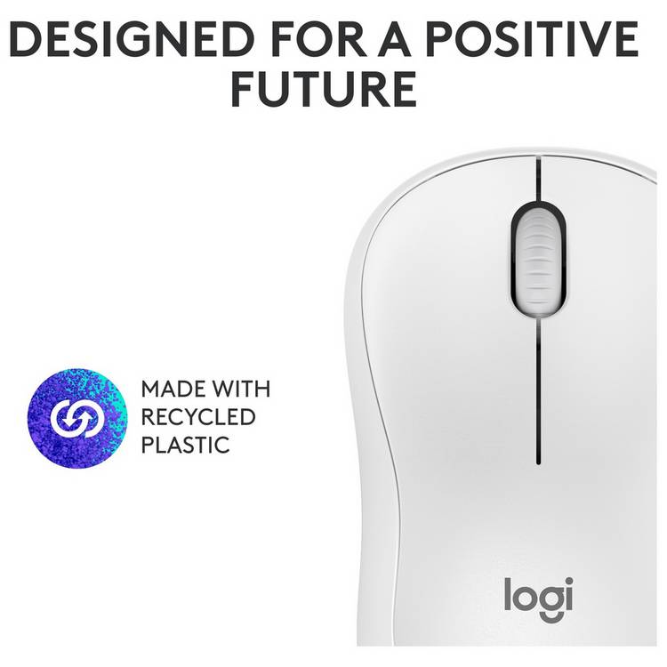 Logitech M240 Silent wireless mouse in white, UK version