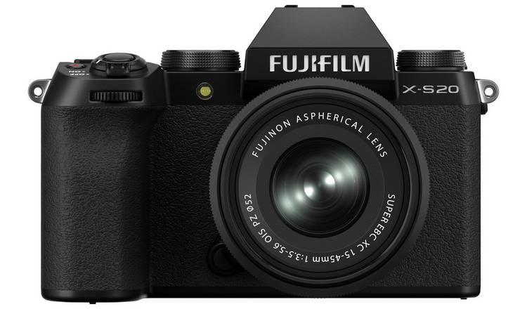 Fujifilm X-S20 black mirrorless camera with 15-45mm lens - British product