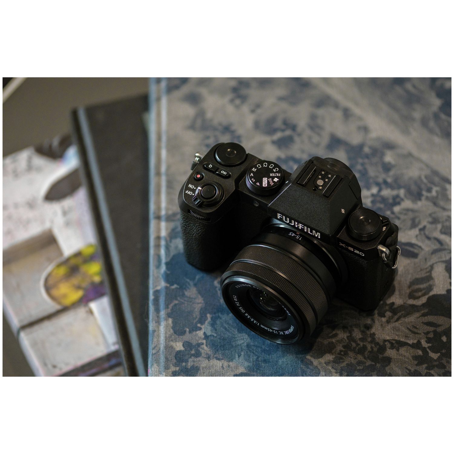 Fujifilm X-S20 black mirrorless camera with 15-45mm lens - British product