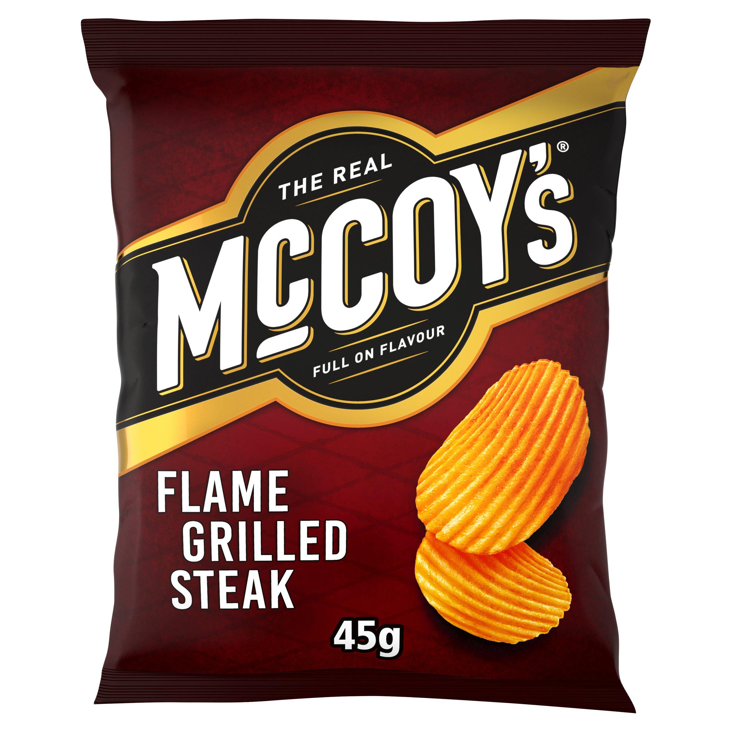 McCoy's Steak Flavour Flame Grilled Potato Crisps 45g GOODS Sainsburys   