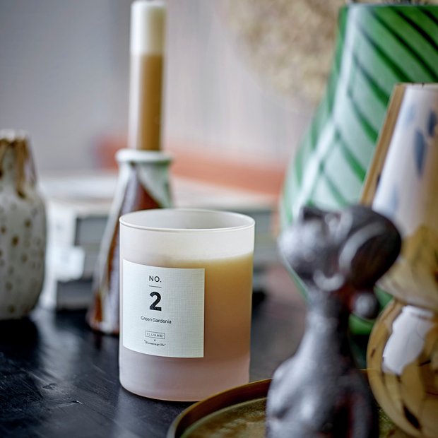 ILLUME Bloomingville Green Gardenia candle in matte glass, imported from the UK
