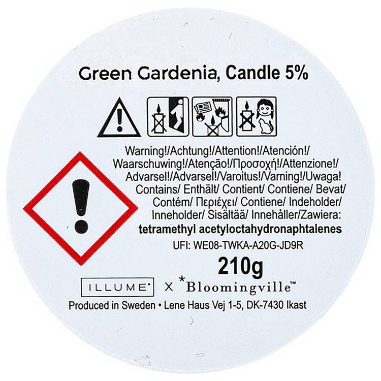 ILLUME Bloomingville Green Gardenia candle in matte glass, imported from the UK