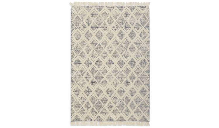 Habitat cream and blue flatweave rug 80x150cm - British product