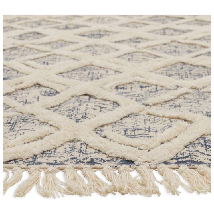 Habitat cream and blue flatweave rug 80x150cm - British product