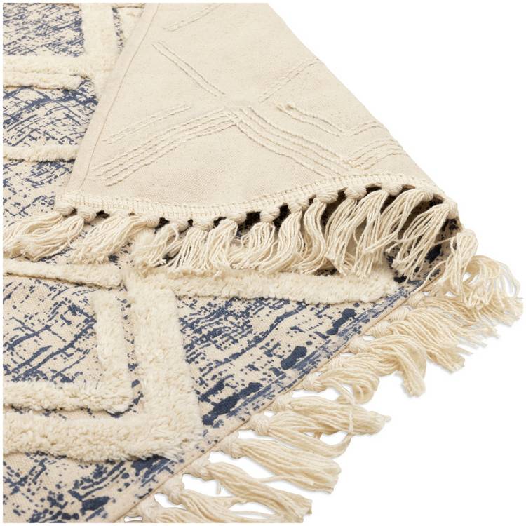 Habitat cream and blue flatweave rug 80x150cm - British product