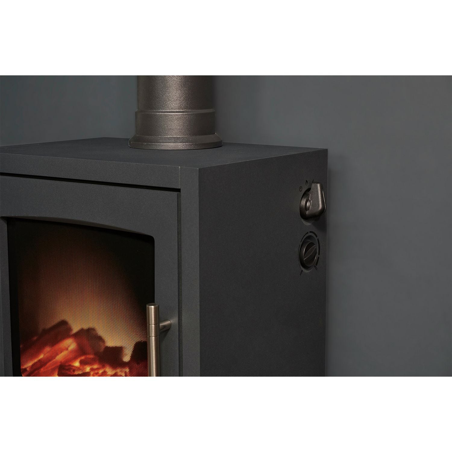 Adam Bergen electric stove with angled pipe, imported from the UK