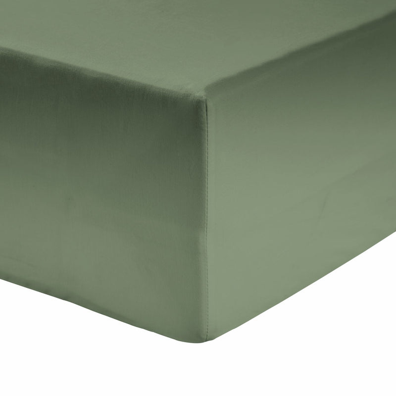 Habitat Cotton Rich 180 TC Plain Green Fitted Sheet - King