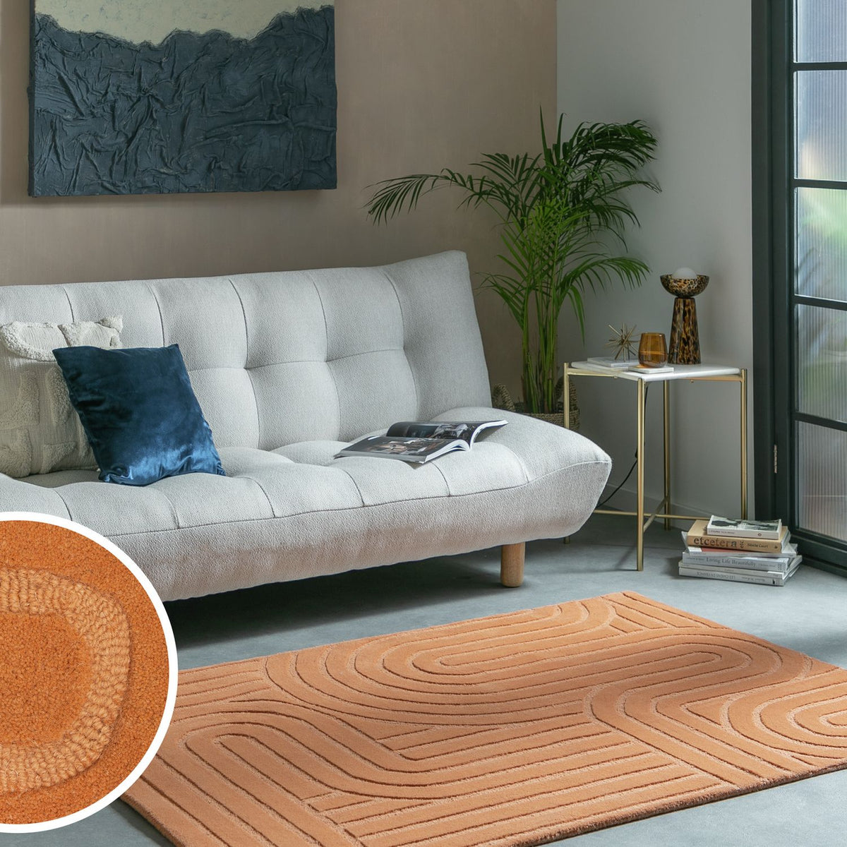 Habitat Mirage Carved Ginger  Rug - 160x230cm