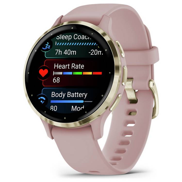 Garmin Venu 3S GPS smartwatch 41mm Dust Rose Soft Gold (British brand)