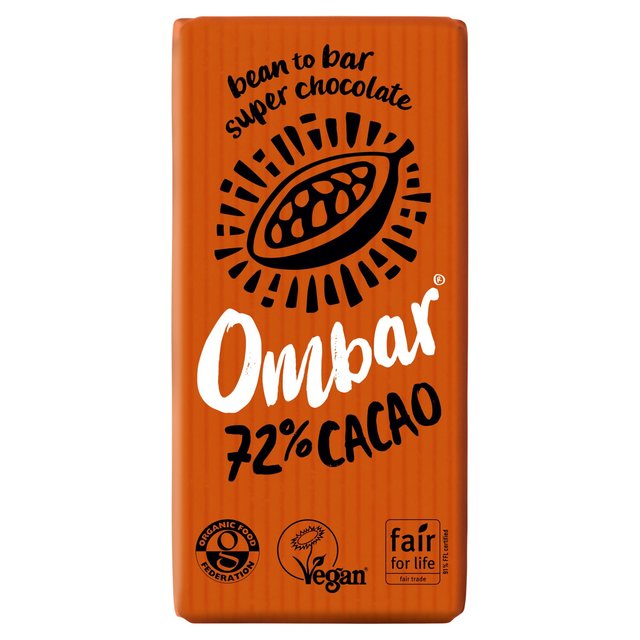 Ombar 72% Cacao Organic Vegan Fair Trade Dark Chocolate   35g