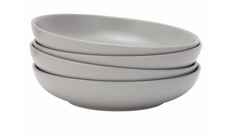 Habitat stoneware pasta bowls matt grey 4 piece (British brand)