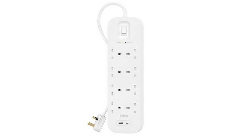 Belkin surge extension lead 8 socket USB 2m, UK version