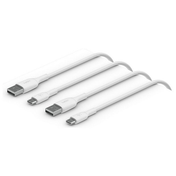 Belkin USB-C to USB-A cable two pack 1m white, UK version
