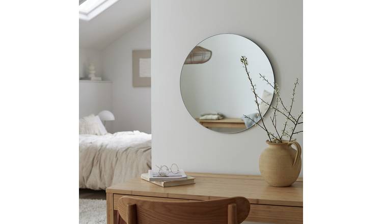 Habitat black frameless round wall mirror 50x50cm (British brand)