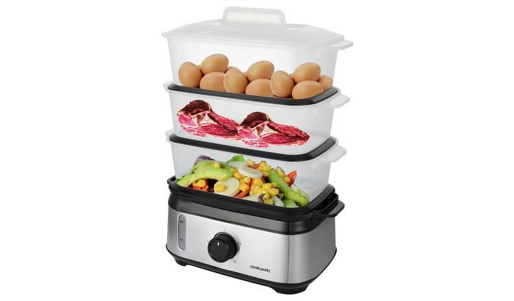 Cookworks FS1400-GS 3 Tier Steamer - Stainless Steel