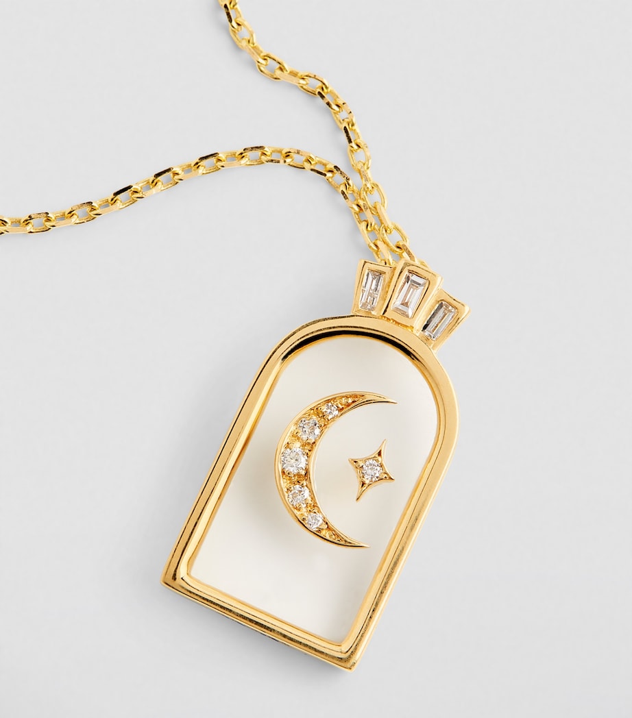 L'Atelier Nawbar Biladi Hilal necklace yellow gold diamond, imported from the UK