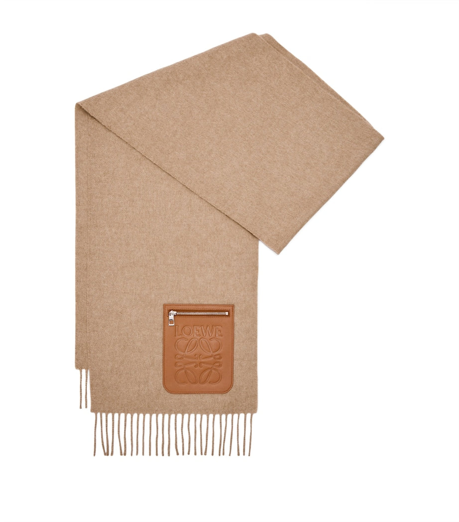LOEWE wool-cashmere pocket-detail scarf 28cm x 180cm, UK version