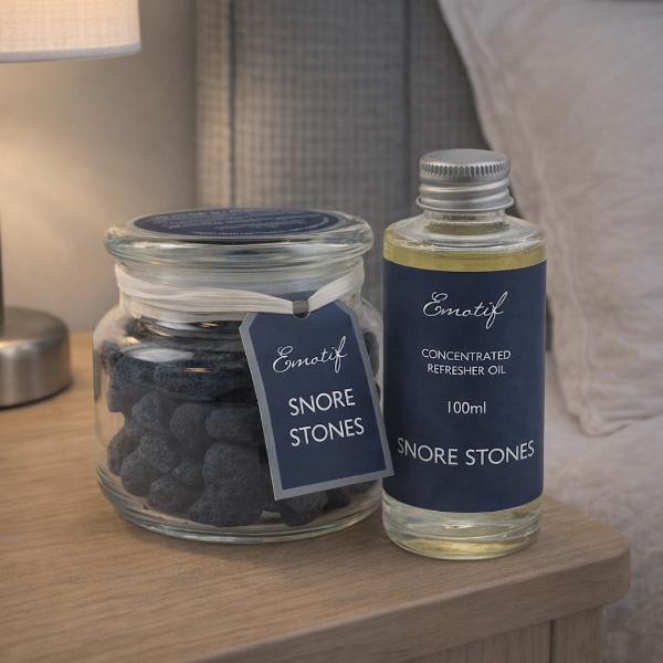 CorinCraft Snore Stones aromatherapy gift set with lava stones and oil, imported from the UK