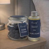 CorinCraft Snore Stones aromatherapy gift set with lava stones and oil, imported from the UK