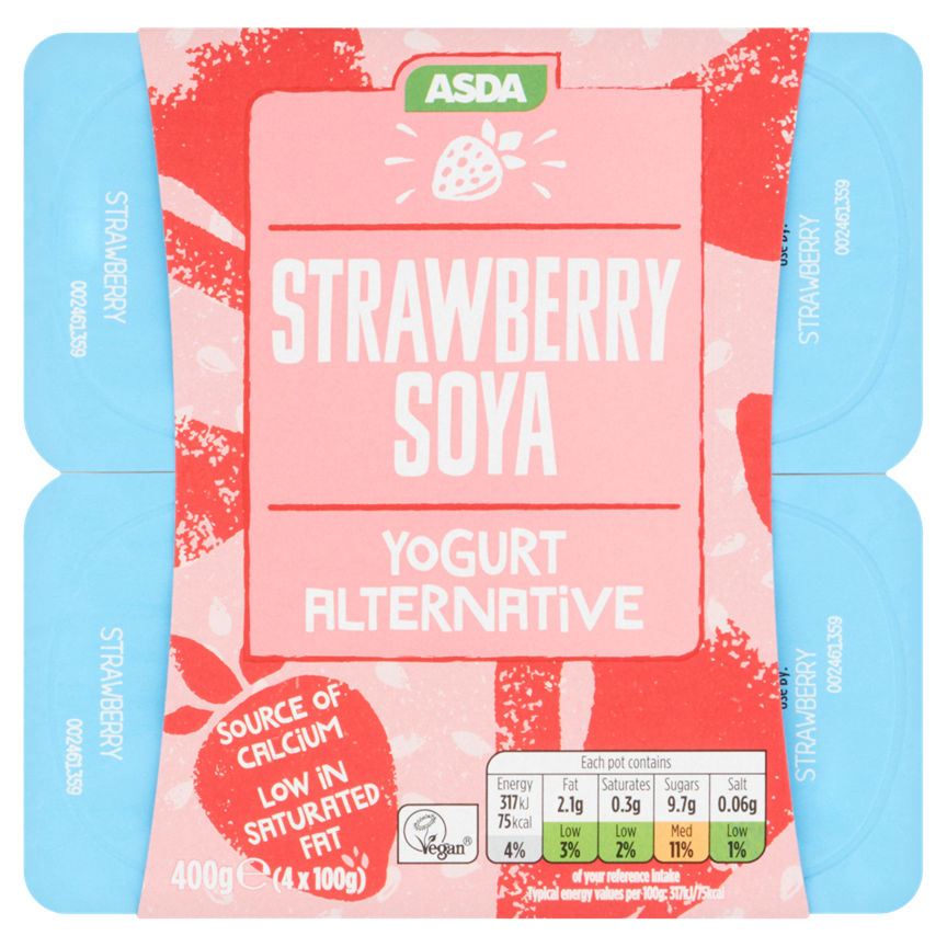 ASDA Free From Strawberry Soya Yogurts