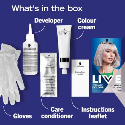 Superdrug LIVE Platinum Blonde B15 Permanent Hair Colour Kit 60ml - Jetzt online bei McGrocer kaufen