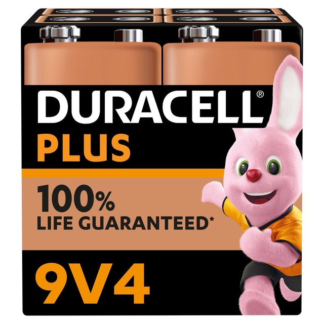 Duracell Plus 100% 9V Alkaline Batteries   4 per pack GOODS M&S   