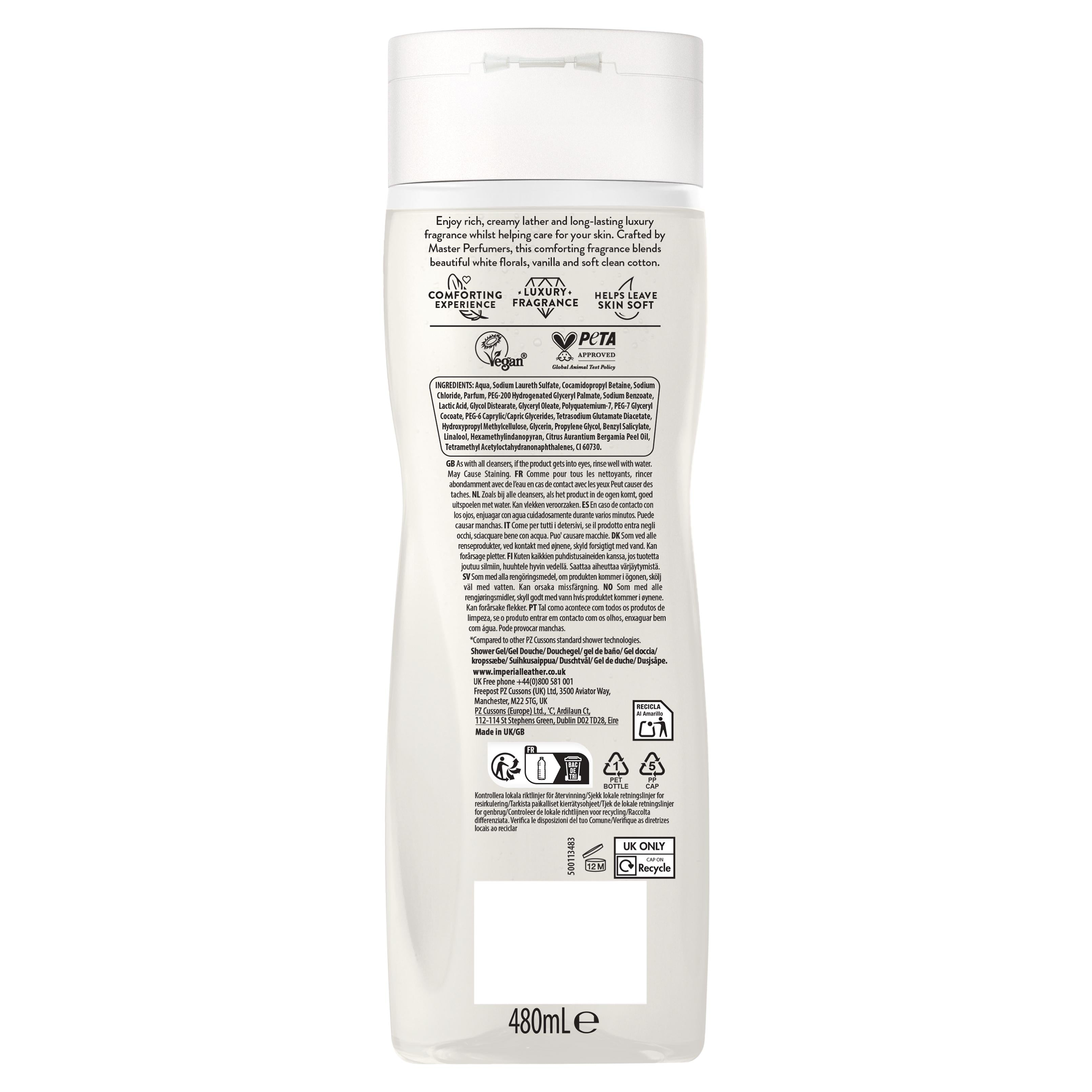Imperial Leather body wash Cotton Flower & Vanilla Orchid 480ml, UK version
