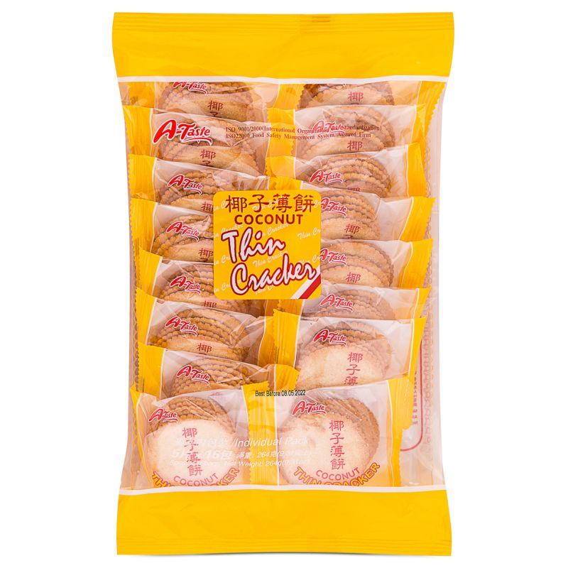 A-Taste light crunchy coconut thin cracker (British brand)