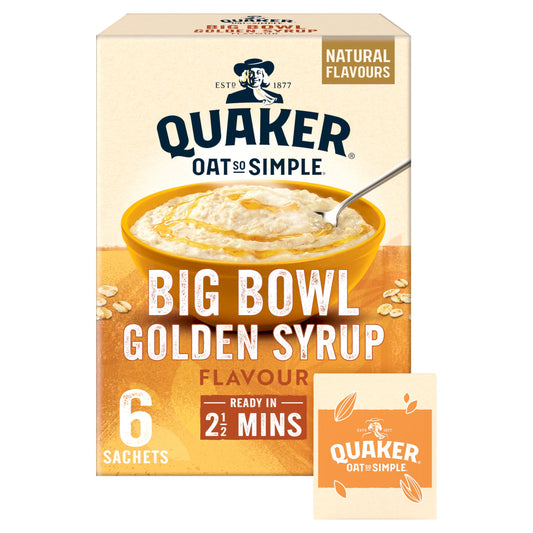 Quaker Oat So Simple Big Bowl Golden Syrup Porridge Sachets 6x49.6g cereals Sainsburys   